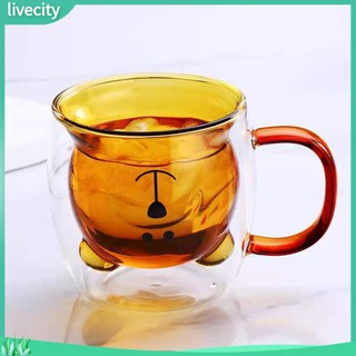Cốc thủy tinh chịu nhiệt đáng yêu tốt cho sức khỏe dễ thương gấu cốc cà phê cốc thủy tinh đôi cho gia đình