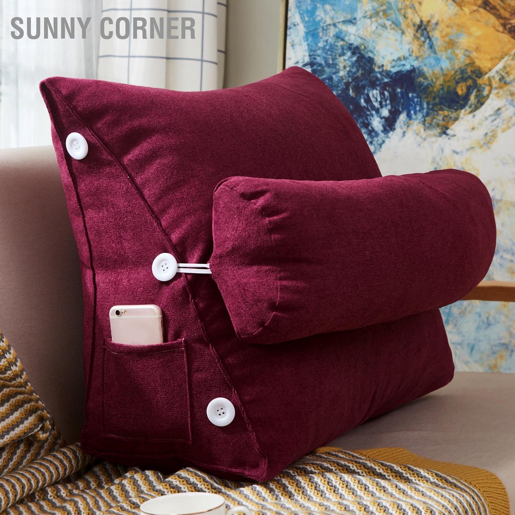 Sunny corner Có hàng sẵn Lớn Tựa Lưng 60X22X50 Cm Thiết Kế Hình Tam Giác Có Thể Tháo Rời Mềm Mại Thoải Mái Gối Đọc Sách Cho Nhà Sofa Giường