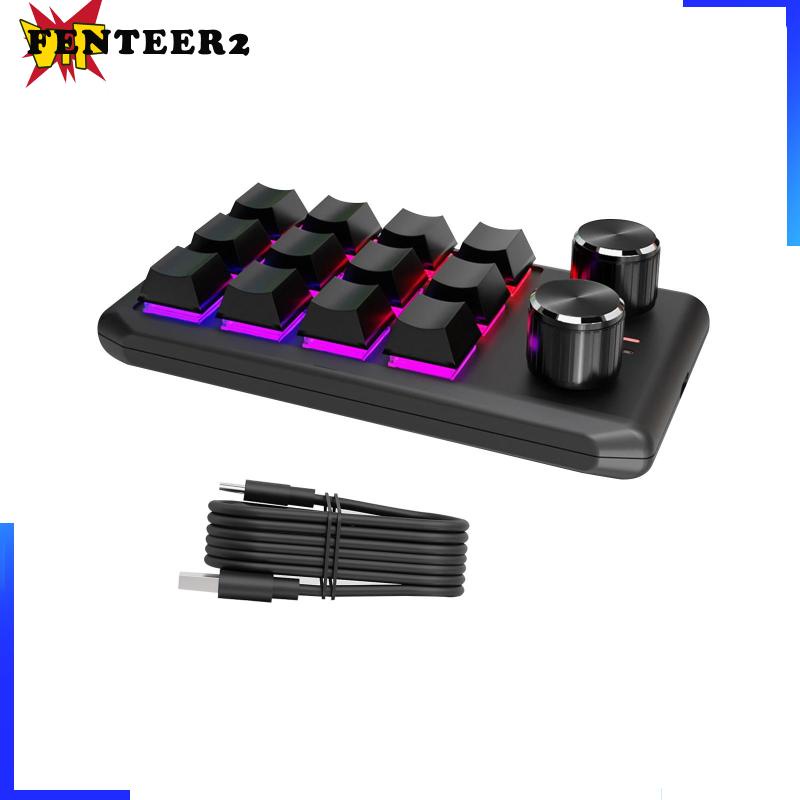 Bàn Phím Mini 12 Phím RGB Chống Trượt Kèm Dây Cáp USB Và 2 Nút Lập Trình Chuyên Dụng