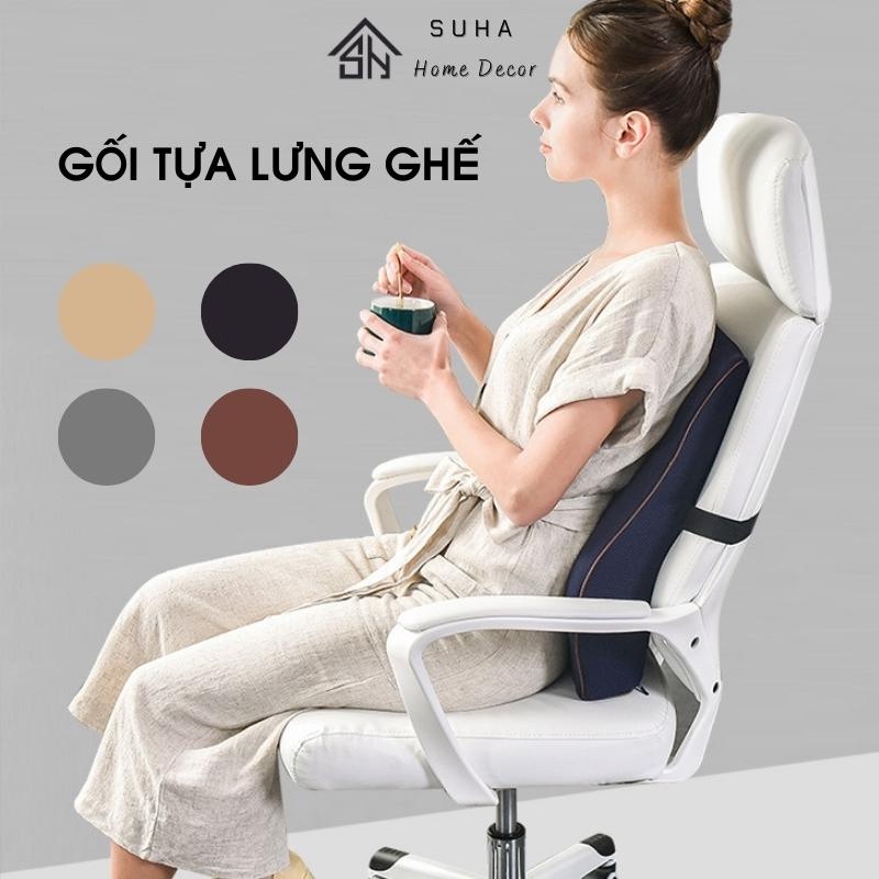 Gối tựa lưng gối kê lưng văn phòng dùng tựa lưng ghế, tựa lưng ô tô chất liệu cao su non mềm mại - Suha decor