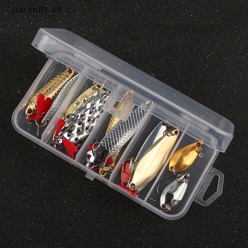 Ji 10 cái câu cá thìa kim loại lure kit bộ vàng bạc mồi sequins spinner lure vn