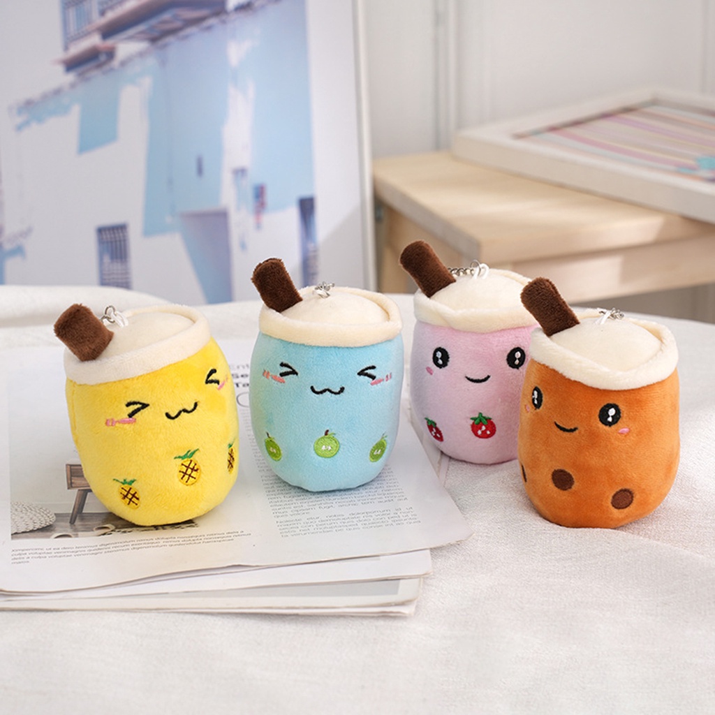 Móc Khóa Hình Bình Trà Sữa Nhồi Bông 11cm Dễ Thương