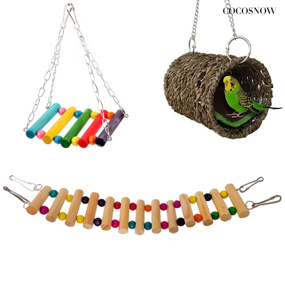 3 cái võng thang vẹt hamster sóc chơi đồ chơi lồng chim treo trang trí