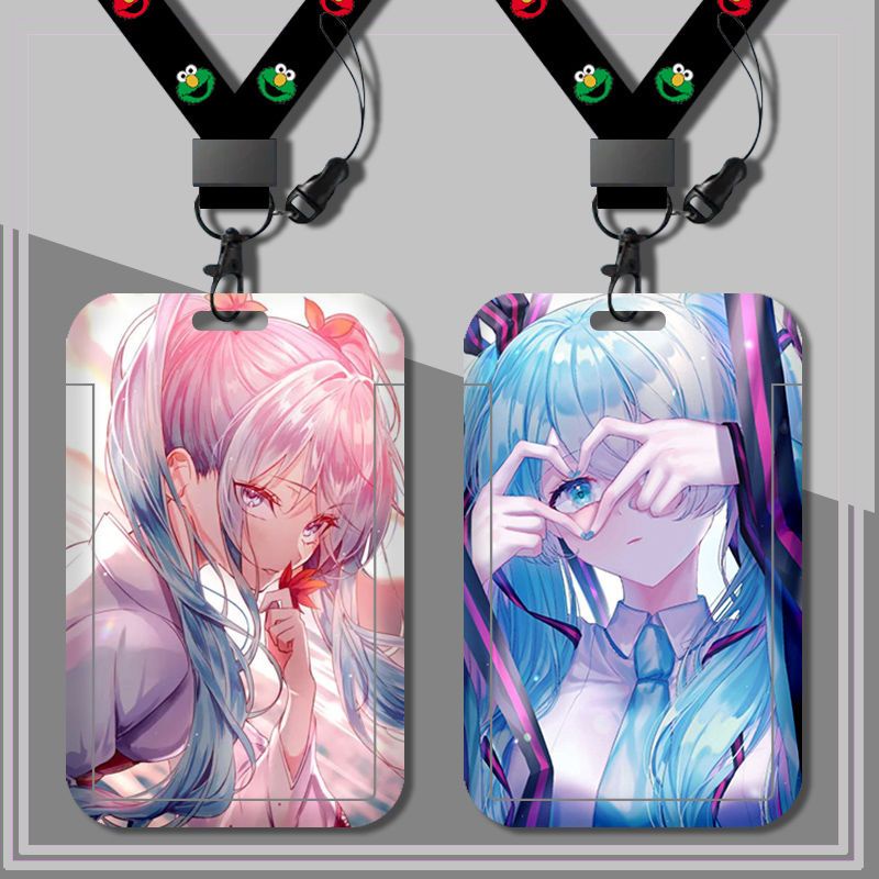 Túi Đựng Thẻ Đeo Cổ Họa Tiết Hatsune Miku Xinh Xắn Giá Đỡ