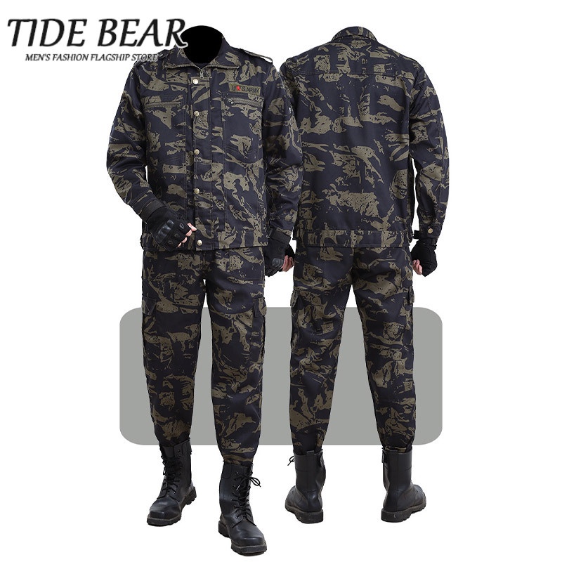 Bộ đồ lao động TIDE BEAR họa tiết rằn ri chống bẩn thời trang dành cho nam