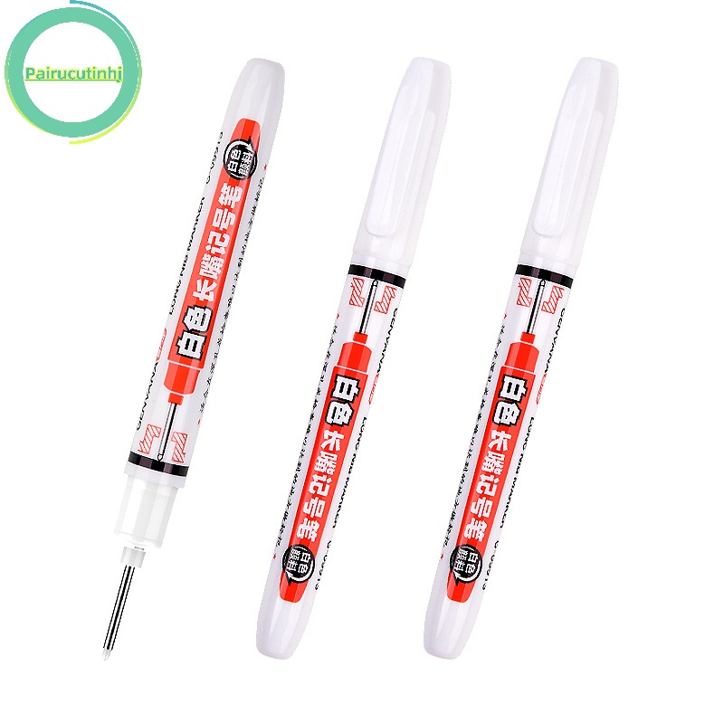 Pairhj 20mm mực trắng bút đánh dấu đầu dài phòng tắm trang trí chế biến gỗ bút đánh dấu lỗ sâu đa năng vn