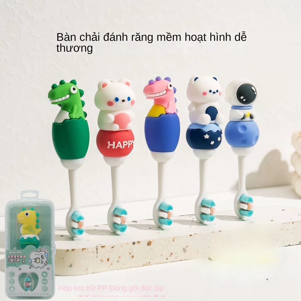 Bàn chải đánh răng trẻ em, bàn chải đánh răng mềm mịn cho bé, tay cầm ngắn hoạt hình bảo vệ răng, bao bì độc lập
