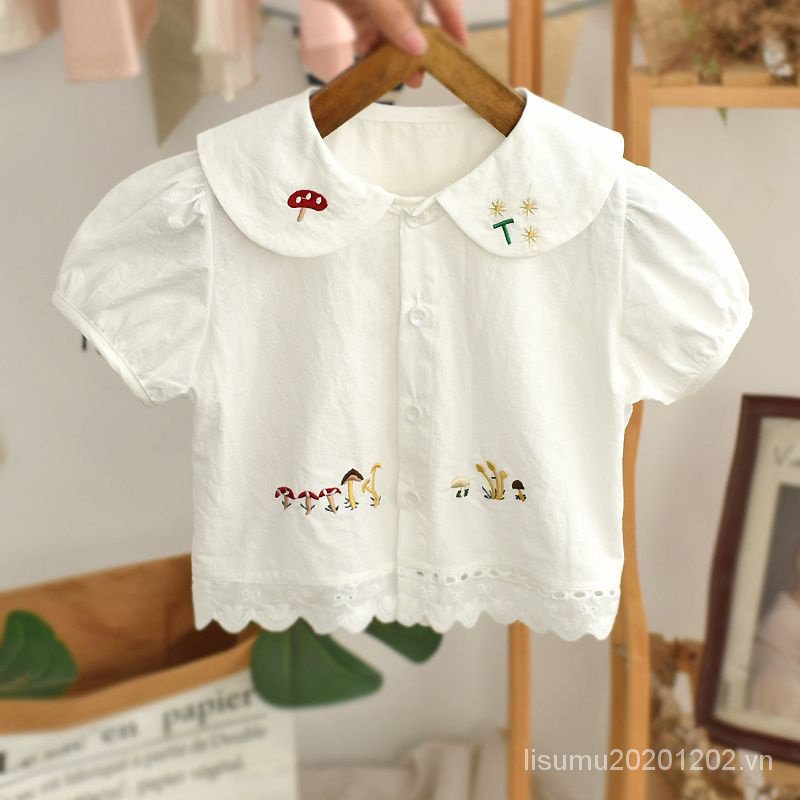 Áo Thun Cotton Ngắn Tay Phong Cách Hàn Quốc Cho Bé Gái