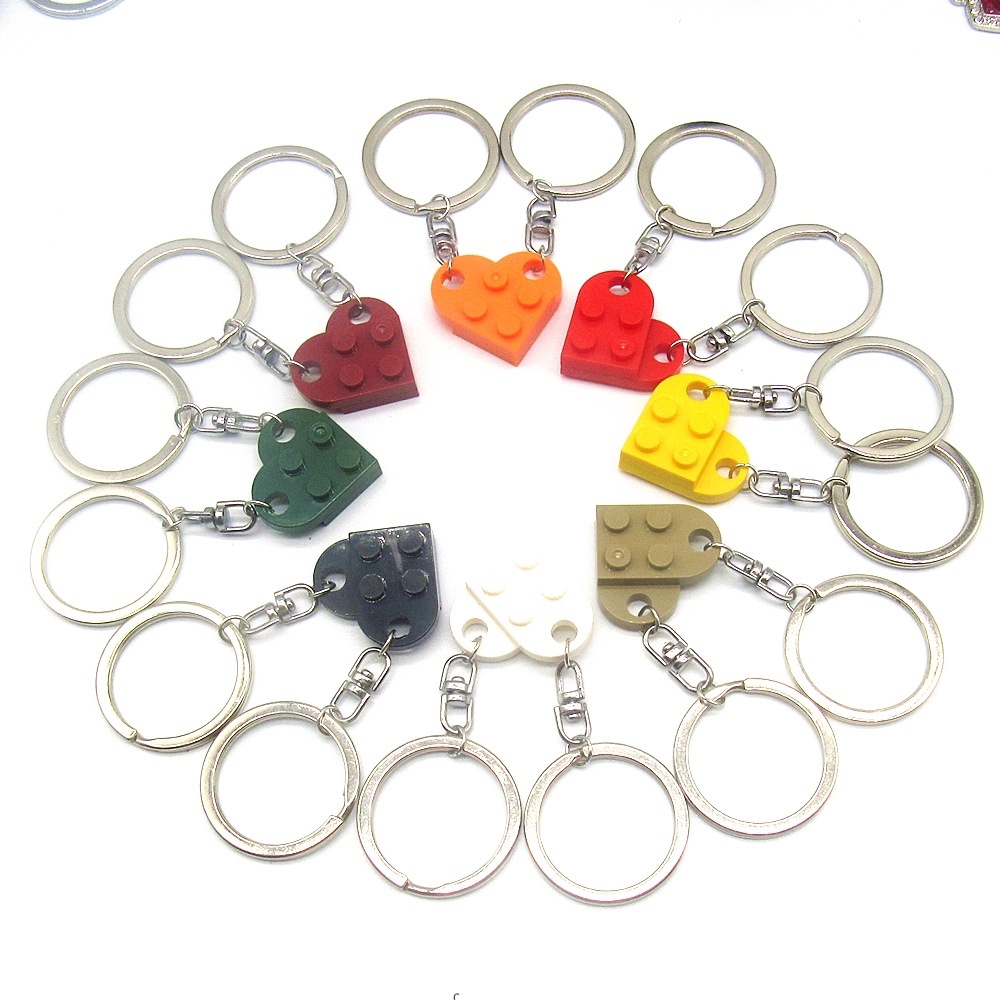 2 cái / bộ gạch phù hợp trái tim keychain tách rời tình yêu xây dựng khối móc khóa cho phụ nữ nam giới ngày lễ tình nhân quà tặng sinh nhật