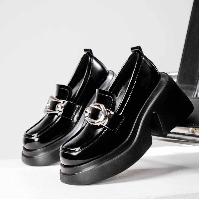 Loafer nữ Giày Da Đế Dày Mũi Tròn Thời Trang Mùa Thu 2023 Cho Nữ