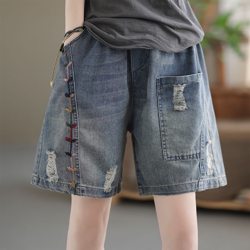 Quần Short denim Lưng Cao Ống Rộng Thời Trang Mùa Hè Mới Cho Nữ