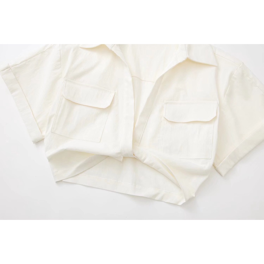 Áo Sơ Mi Zara Thắt Nút Có Túi Đôi Phong Cách Âu Mỹ Thời Trang Mùa Hè Cho Nữ 227385036