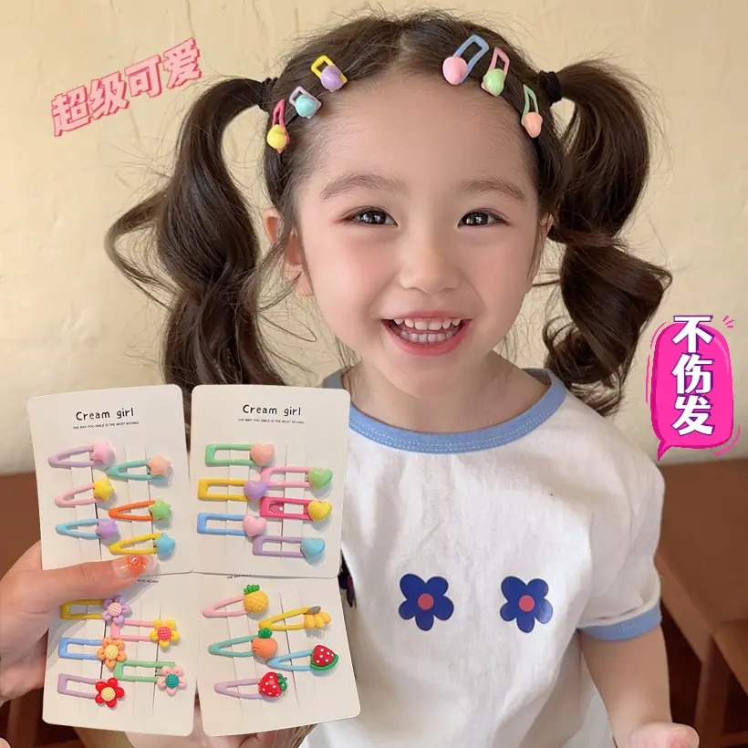 Kẹp tóc trẻ em đầy màu sắc cho bé gái bộ ghim tóc ngọt ngào trượt tóc dễ thương kẹp tóc hoa tình yêu kẹo bb kẹp