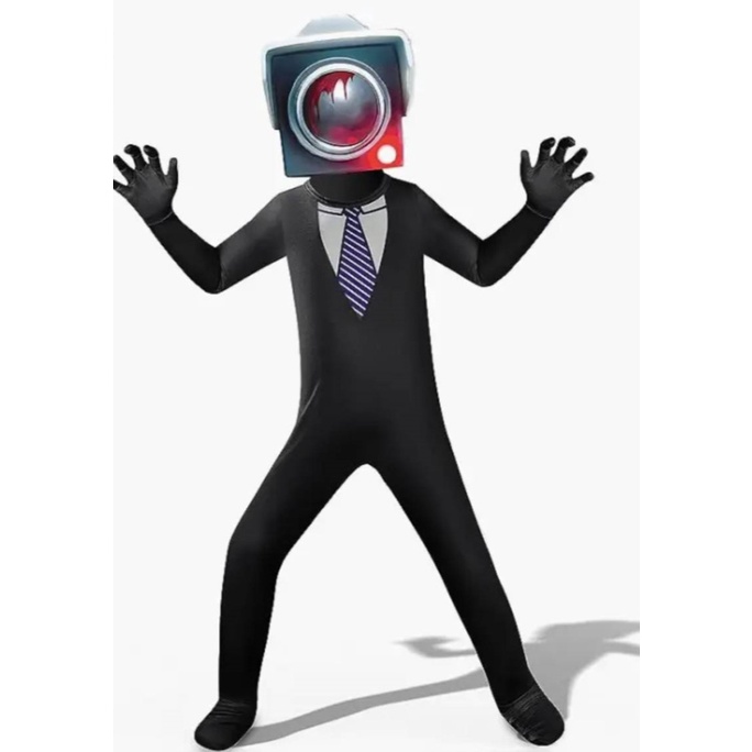 Trẻ em skibidi nhà vệ sinh cosplay trang phục tv người đàn ông máy ảnh trò chơi Áo liền quần halloween trang phục tiệc có có