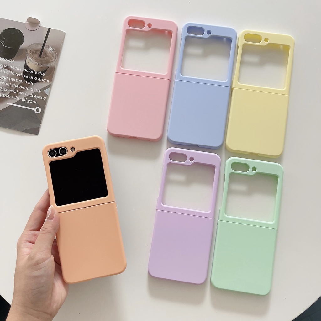 Vỏ bảo vệ điện thoại vỏ cứng pc ultra-thin makaron color phone case cho samsung galaxy z flip 5 5g sumsung z flip5 nắp gập có thể gập lại