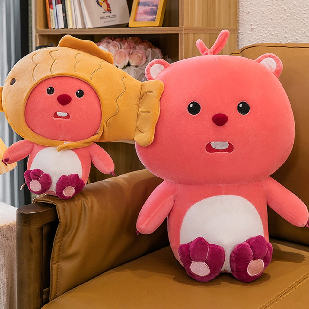Hải ly dễ thương ruby loopy 35-60 cm đồ chơi sang trọng màu hồng phim hoạt hình anime nhồi bông búp bê màu hồng trang trí dễ thương quà tặng sinh nhật