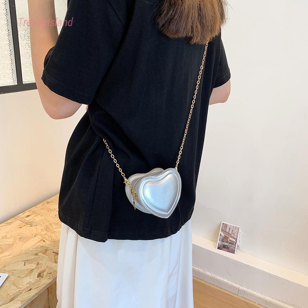 Túi đeo chéo mini mới dành cho nữ cô gái dây chuyền da trái tim túi xách