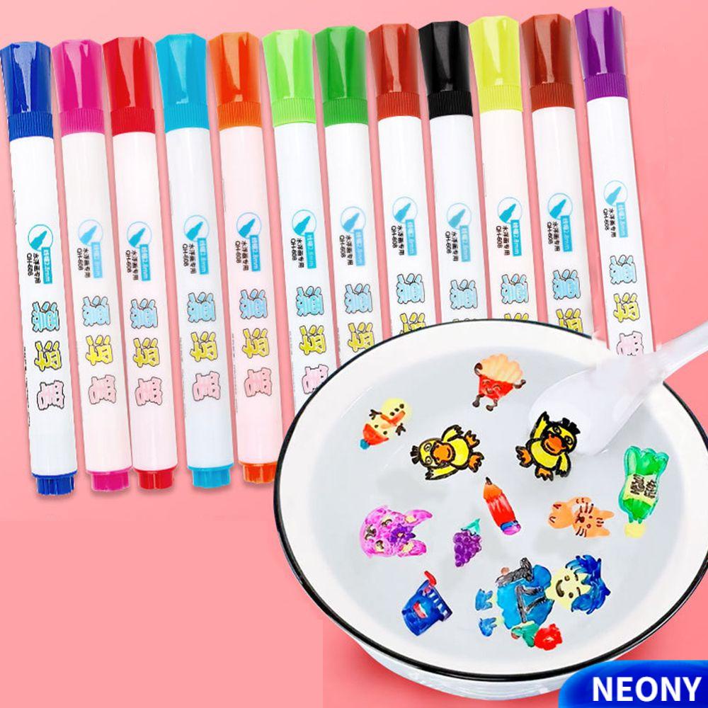 Neony magical water painting pen 4/8/12 colors floating ceramic spoon magic water drawing whiteboard markers