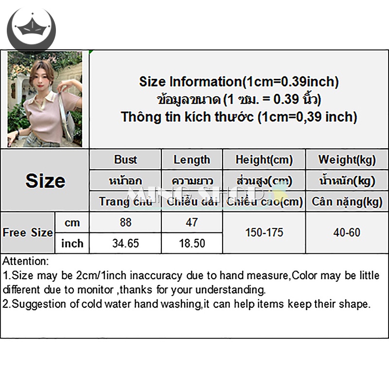 Ming mùa hè phong cách preppy phụ nữ màu tương phản ve áo ngắn tay áo dệt kim t-shirt cắt top th