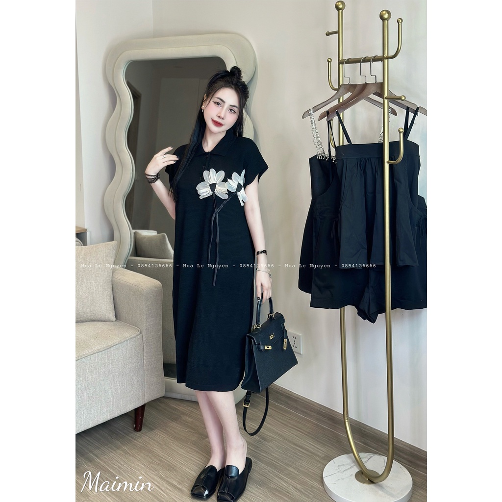 Váy len mtg polo hoa nổi tay hến hàng QC