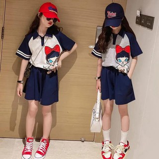 Bộ Đồ Thể Thao Dáng Rộng In Hoạt Hình Kiểu Hàn Quốc Thời Trang Mùa Hè Cho Bé Gái