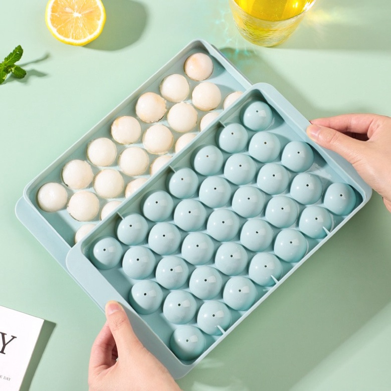 Khay Làm Đá Bi Tròn 33 Ô, Khuôn Làm Kem Thạch Bi Tròn