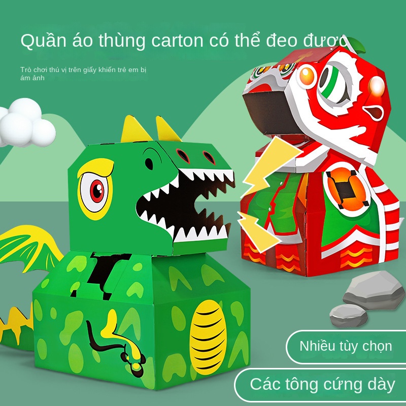 Mẫu giáo quà tặng trẻ em diy handmade wearable carton mô hình khủng long múa sư tử