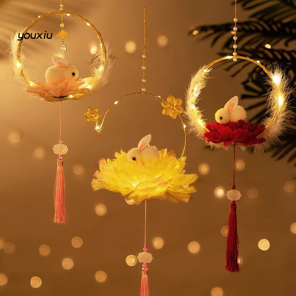 Yfp di động đèn lồng phát sáng mô phỏng hoa tua bùa tự làm đồ chơi giáo dục trang trí bầu không khí dễ thương làm bằng tay đèn led thỏ hoa sen phát sáng trang trí cho năm mới