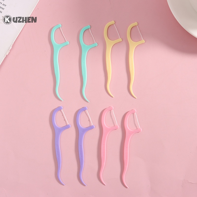 Kuzhen 50 cái chỉ nha khoa bàn chải kẽ răng răng làm sạch răng thanh vệ sinh răng miệng trái cây nóng