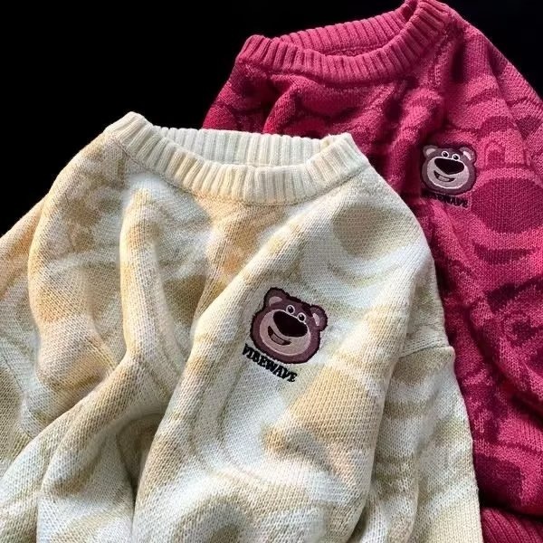 Áo sweater Cổ Tròn Dáng Rộng In Họa Tiết yeya Thời Trang Thu Đông Nhật Bản