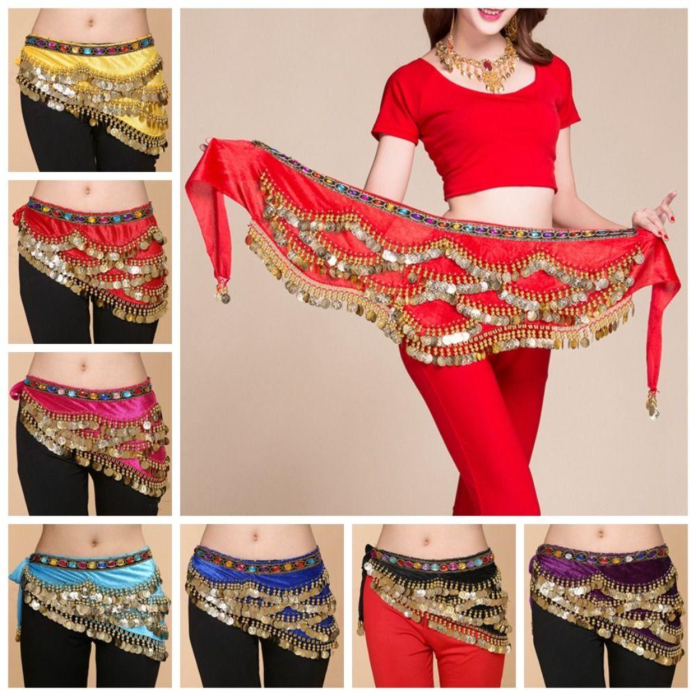 Mxfashionestore belly dance belt, rhinestone sequins belly dance scarf, sweet waist chain wrap đầy màu sắc tua bellydance