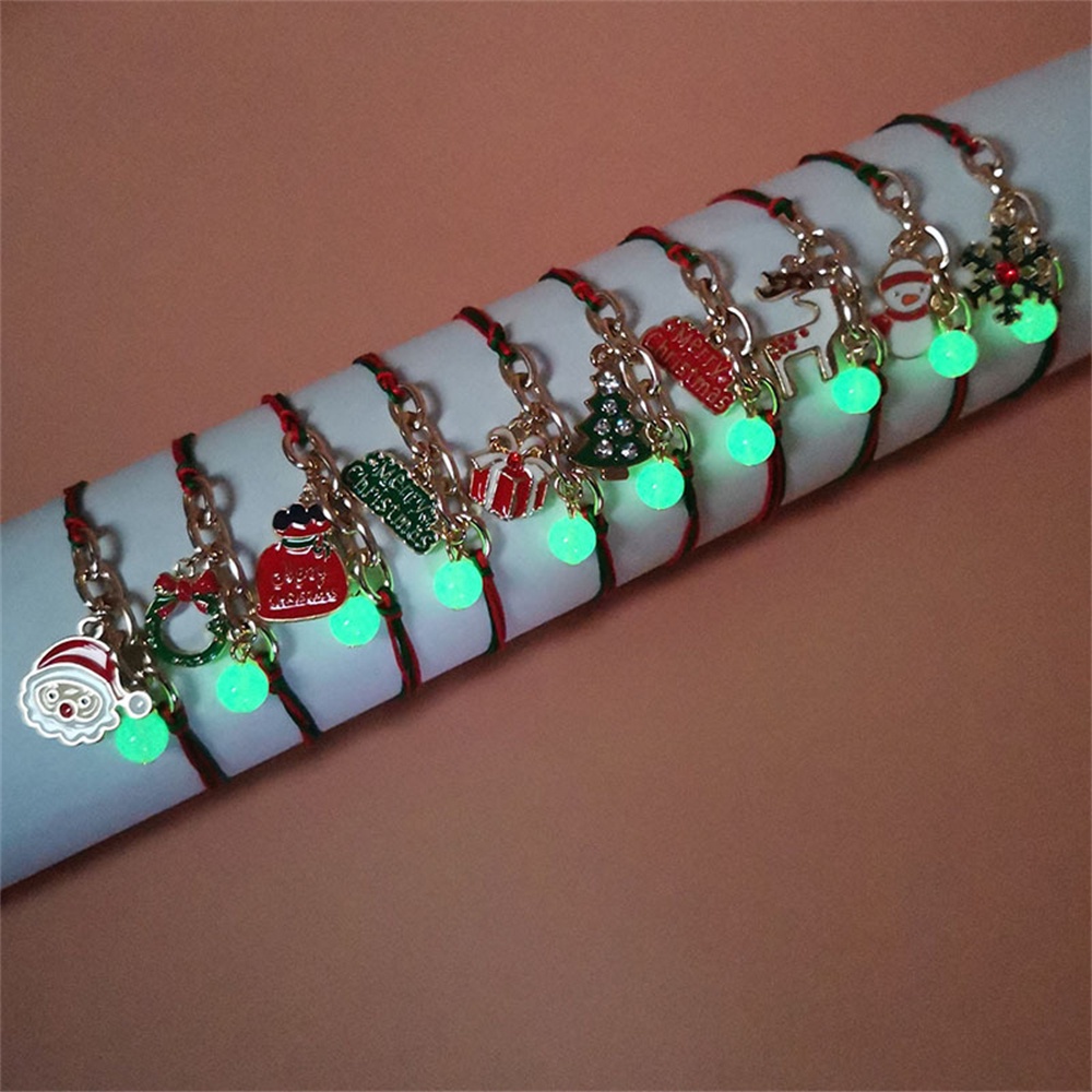 Món quà giáng sinh vòng tay quyến rũ ông già noel chuông người tuyết elk bông tuyết chuỗi mặt dây chuyền vòng tay cho phụ nữ món quà thời trang năm mới