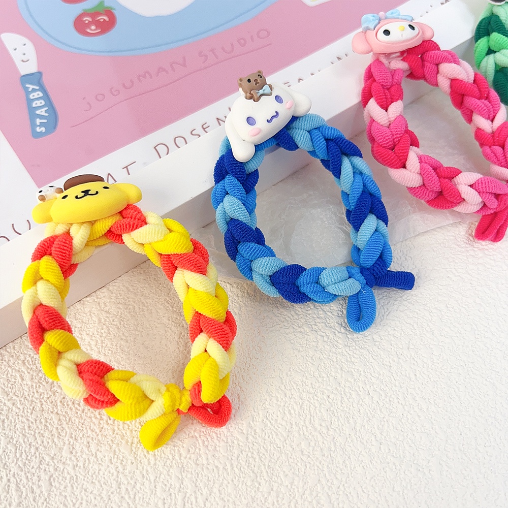 Sanrio Dây Buộc Tóc Đuôi Ngựa Bằng Nhựa resin Co Giãn Phong Cách Hoạt Hình kuromi Dễ Thương diy Cho Bé Gái y2k