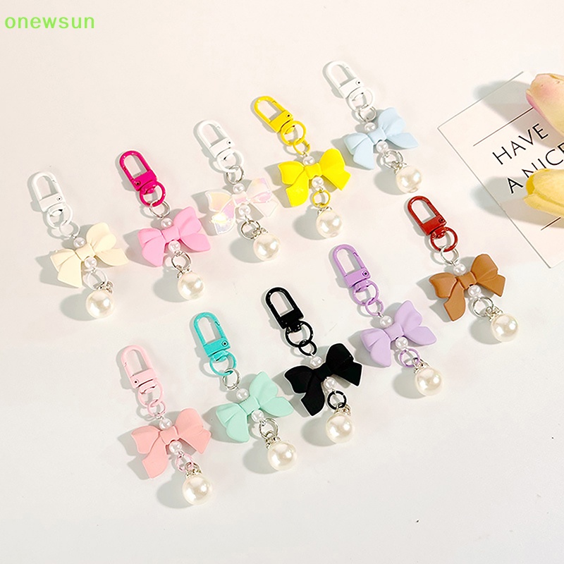 Onewsun nơ kẹo màu mặt dây chuyền chìa khóa thời trang y2k keychain hộp đựng tai nghe túi quyến rũ mặt dây chuyền phụ kiện túi xách mới