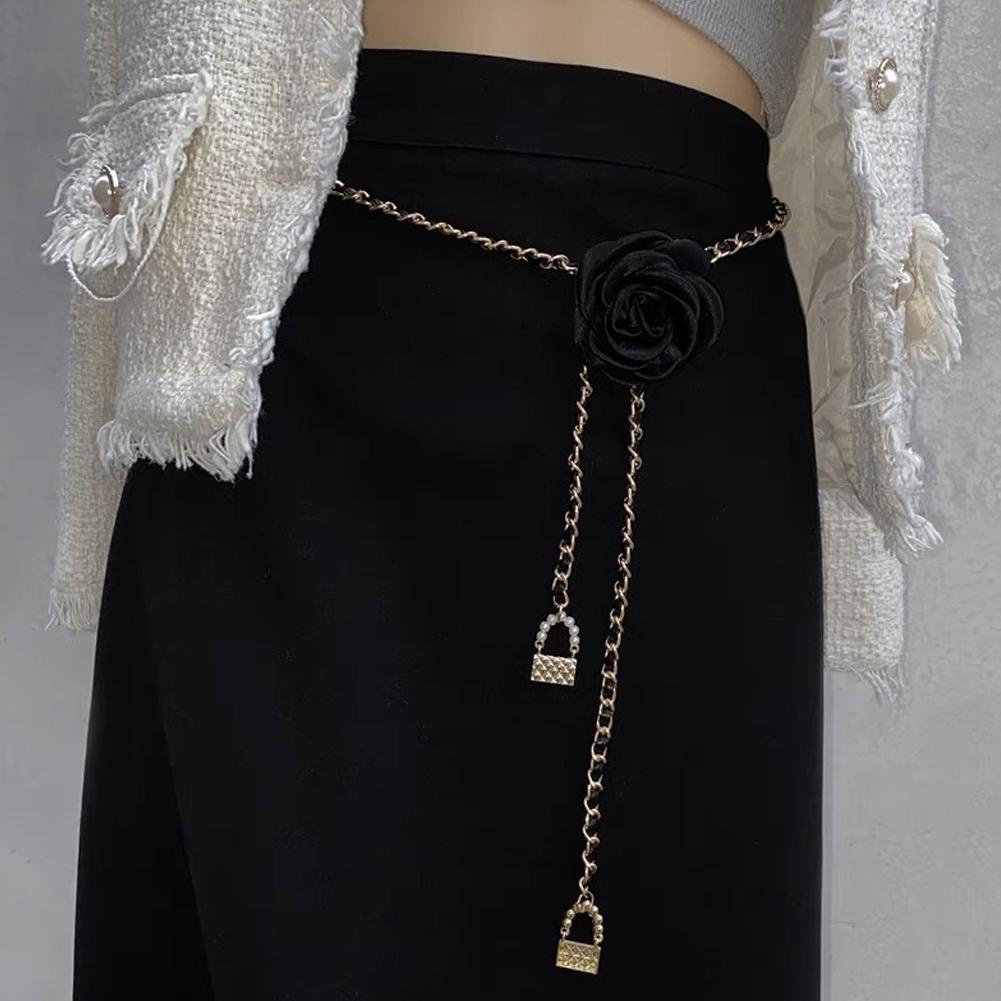 Dây Xích Đeo Hông Bằng Kim Loại Họa Tiết Hoa Trà Trang Trí Đầm y0t4