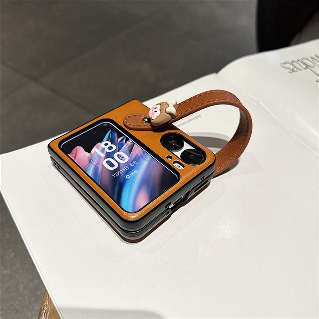 Ốp Điện Thoại Da Nắp Gập Họa Tiết Hoạt Hình 3D Có Dây Đeo Cho OPPO Find N2 Flip findn2 Flip Find N2