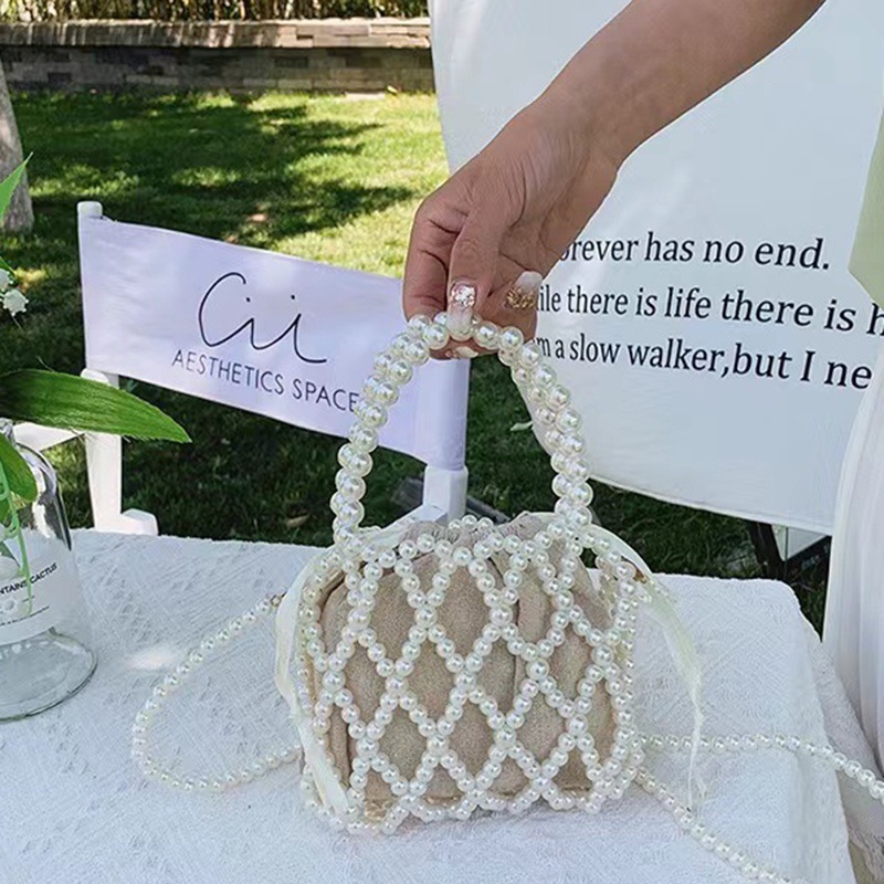 Túi Xách Đeo Chéo Đính Hạt Ngọc Trai Thời Trang Mùa Hè Dành Cho Nữ