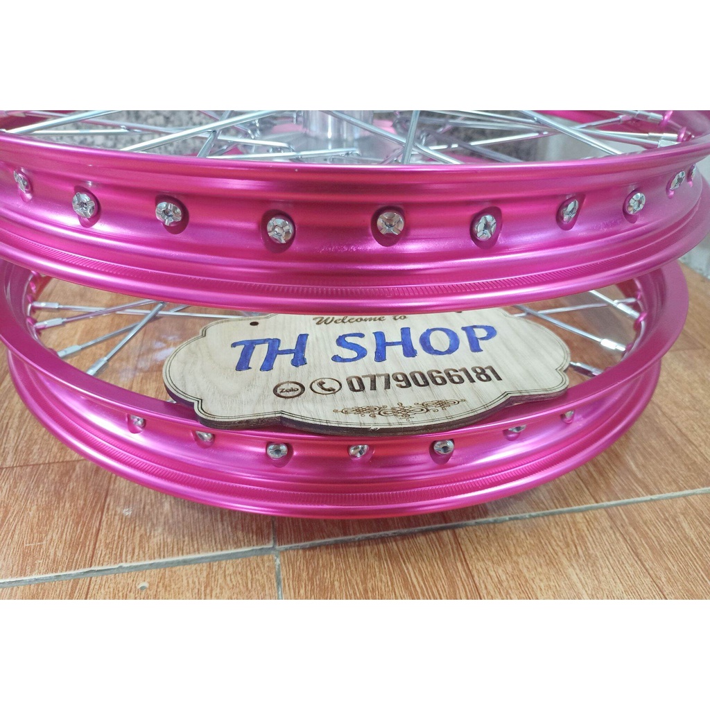 BÁNH CĂM EXCITER 150 HOẶC EXCITER 155 ĐÙM MẠ CRÔM NIỀNG NHÔM DALE SOLUTE MÀU HỒNG  THÁI LAN ĐÃ RÚT CĂM SẴN