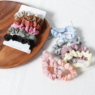 Set 4-6 Dây Cột Tóc Màu Trơn Đơn Giản Dành Cho Nữ