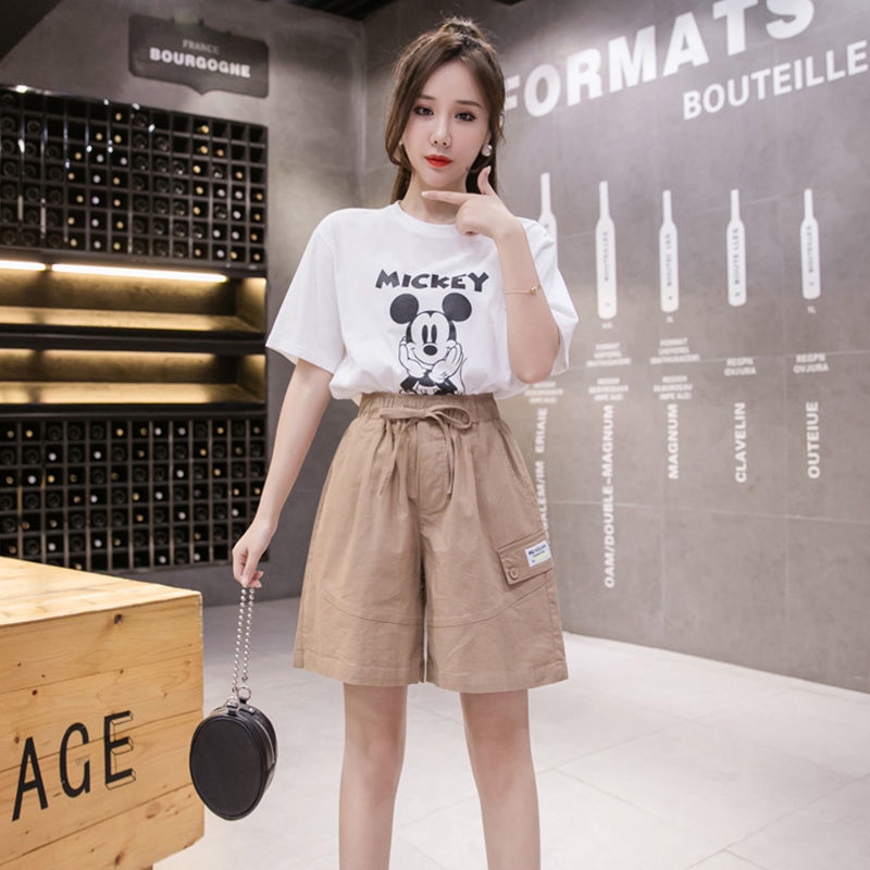Quần Short Dáng Rộng Phối Túi Thời Trang Mùa Hè Hàn Quốc 2023 Mới Cho Nữ
