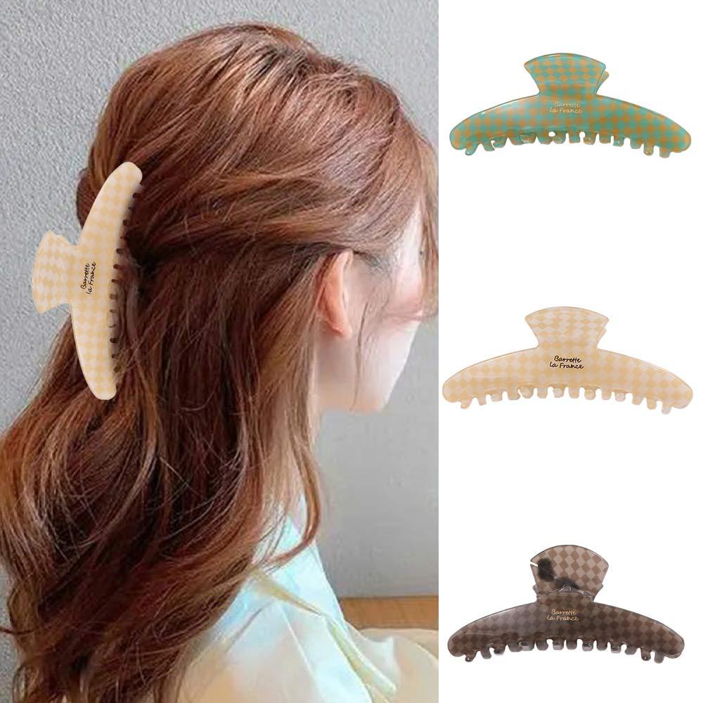 Kẹp Tóc Càng Cua Họa Tiết Kẻ Sọc / Cá Mập Phong Cách Vintage Thời Trang Cho Nữ DYRUIDOJ Acetate