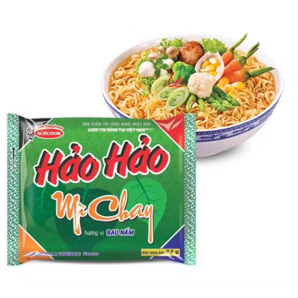 [HSD T6-2023] Thùng 30 gói Mì chay Hảo Hảo rau nấm 74g