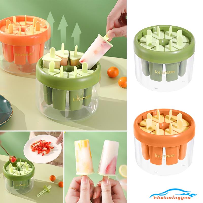 Khuôn làm kem 8 que có nắp đậy