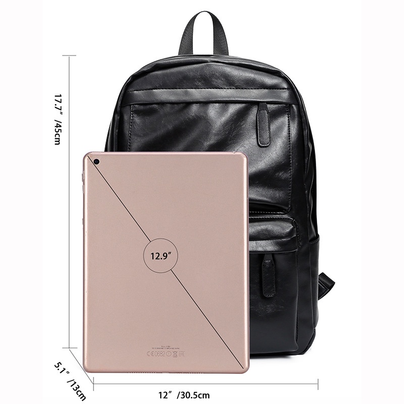 Ba Lô PU Da Chống Thấm Nước Đựng Laptop 15inch Thời Trang Dành Cho Nam Cặp sách học sinh trung học