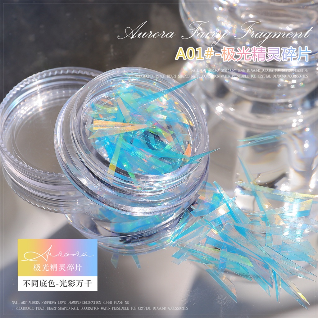 Miếng Dán Trang Trí Móng Tay Bằng Giấy Kính Lấp Lánh Nhiều Màu Sắc