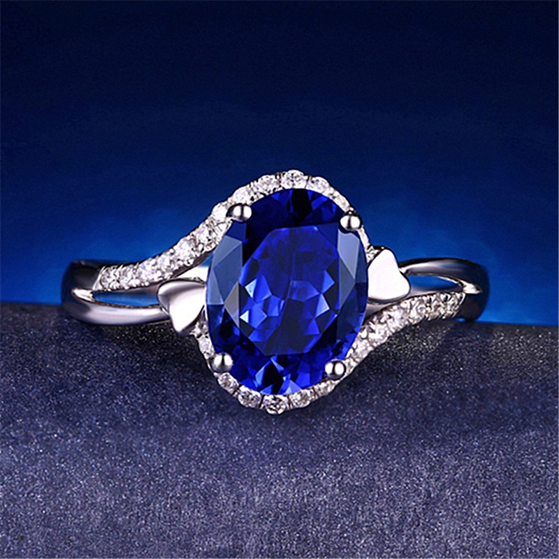 Nhẫn Bạc S925 Đính Đá Sapphire Xanh Dương Thời Trang Có Thể Điều Chỉnh Cho Nữ