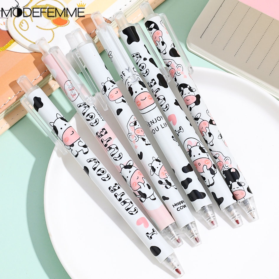 1 Bút Mực Đen Ngòi 0.5mm Hình Viên Đạn Họa Tiết Bò Sữa Hoạt Hình Dành Cho Học Sinh / Văn Phòng