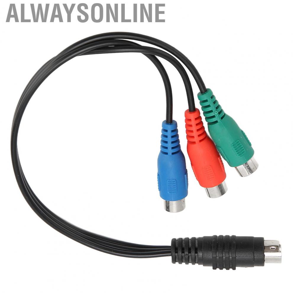 Alwaysonline S Video 7 Pin Male to 3RCA Female Cable High Accuracy AV Sound Adapter 0.9ft audio line