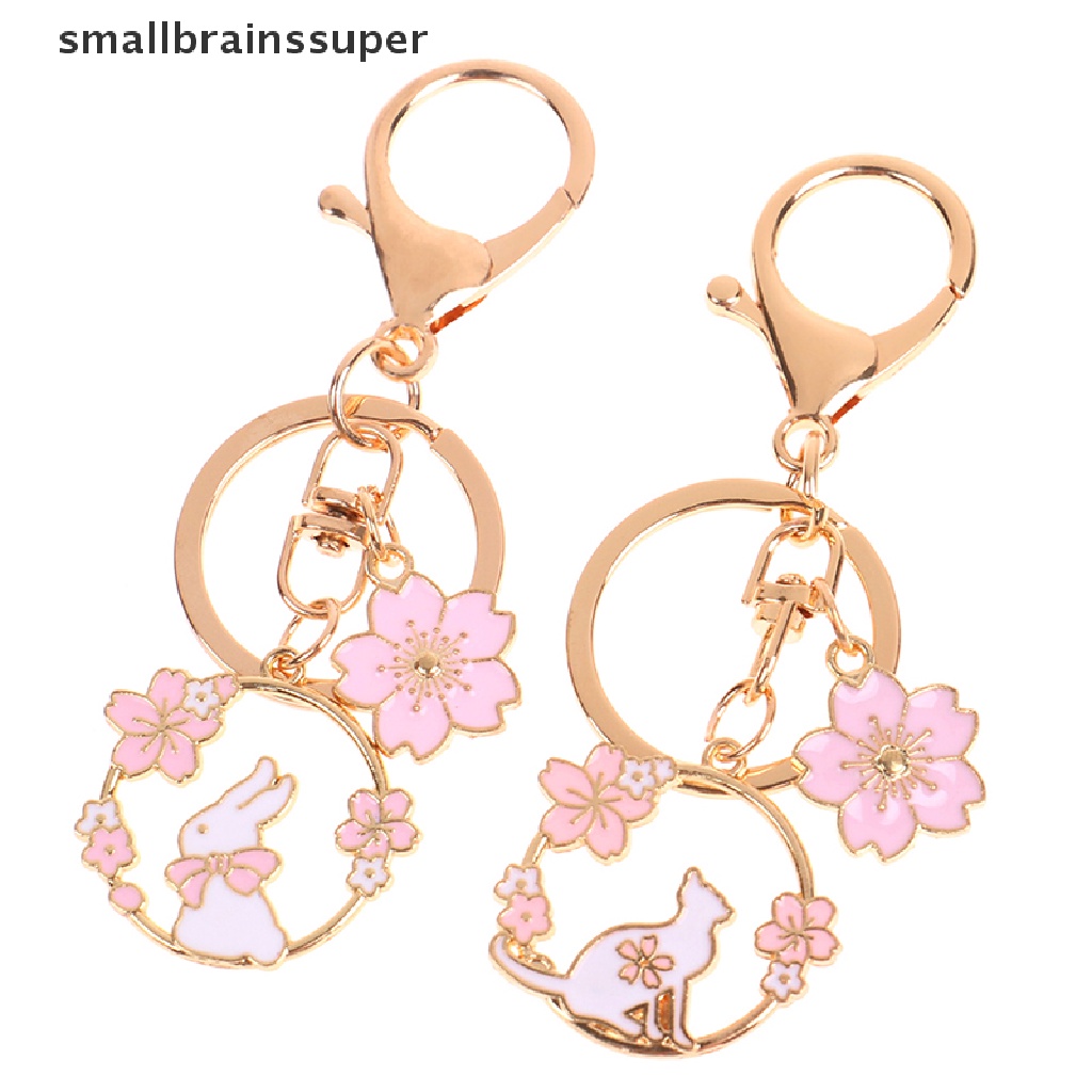 Móc Khóa Hình Thỏ / Mèo / Hoa Tráng Men Dễ Thương Dùng Làm Quà Tặng SBS