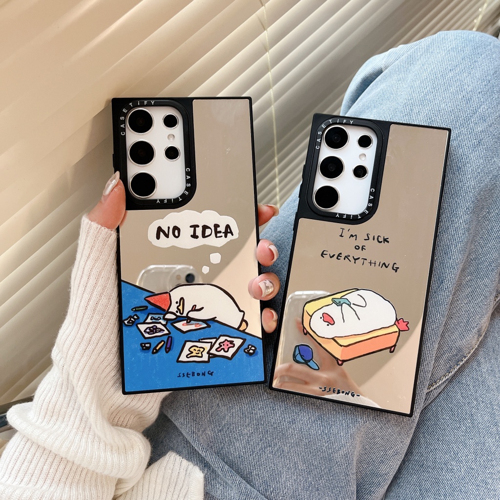 Ốp Điện Thoại Chống Sốc Tráng Gương Họa Tiết Vịt Dễ Thương Cho Samsung Galaxy S23 Ultra S23 + S22 Ultra